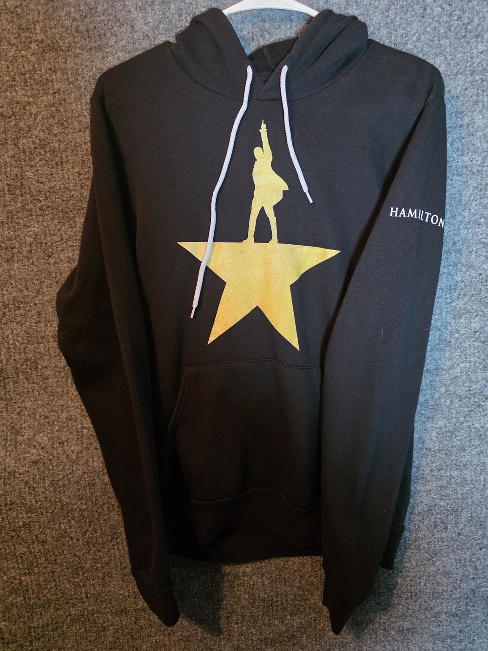 Hamilton Black Pullover Hoodie with Gold Star Graphic